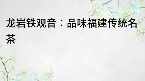 龍巖鐵觀音：品味福建傳統名茶