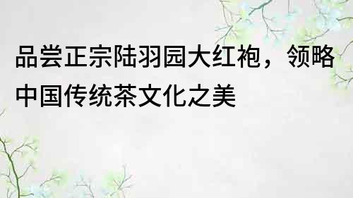 品嘗正宗陸羽園大紅袍，領略中國傳統茶文化之美