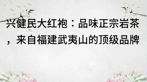 興健民大紅袍：品味正宗巖茶，來自福建武夷山的頂級品牌