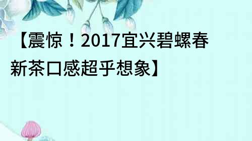 【震驚！2017宜興碧螺春新茶口感超乎想象】