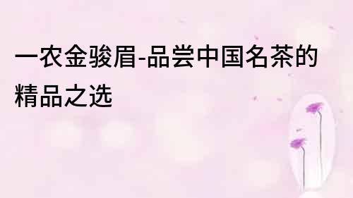 一農(nóng)金駿眉-品嘗中國名茶的精品之選