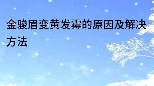 金駿眉變黃發(fā)霉的原因及解決方法