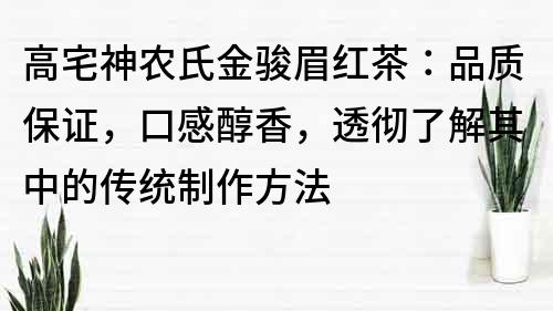 高宅神農(nóng)氏金駿眉紅茶：品質(zhì)保證，口感醇香，透徹了解其中的傳統(tǒng)制作方法