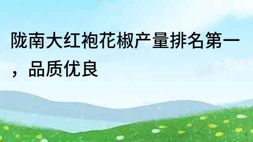 隴南大紅袍花椒產(chǎn)量排名第一，品質(zhì)優(yōu)良