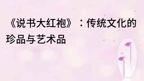 《說書大紅袍》：傳統文化的珍品與藝術品