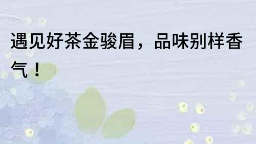 遇見好茶金駿眉，品味別樣香氣！