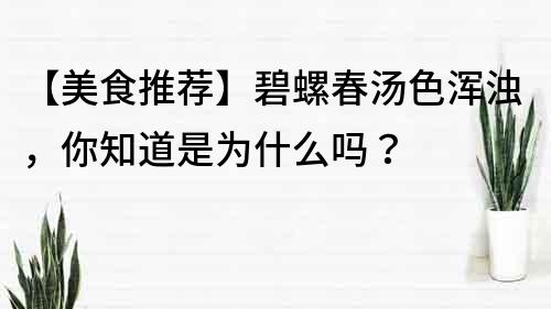 【美食推薦】碧螺春湯色渾濁，你知道是為什么嗎？