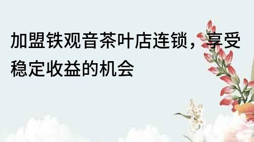 加盟鐵觀音茶葉店連鎖，享受穩定收益的機會