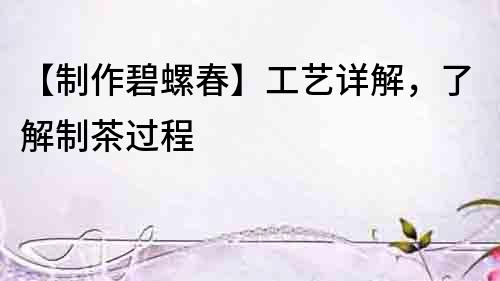 【制作碧螺春】工藝詳解，了解制茶過程