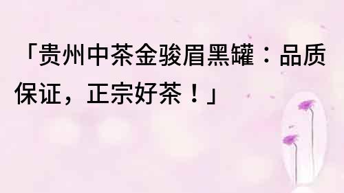 「貴州中茶金駿眉黑罐：品質保證，正宗好茶！」