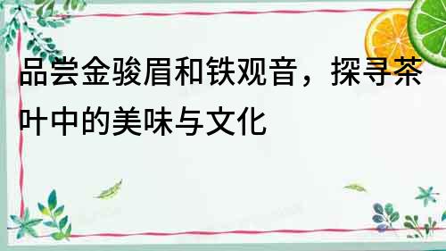 品嘗金駿眉和鐵觀音，探尋茶葉中的美味與文化