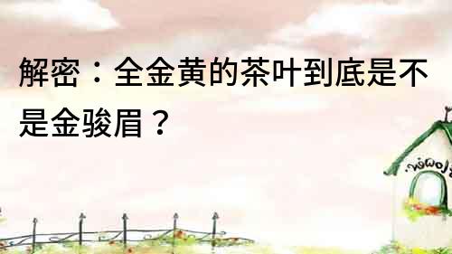 解密：全金黃的茶葉到底是不是金駿眉？