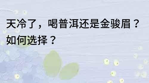 天冷了，喝普洱還是金駿眉？如何選擇？