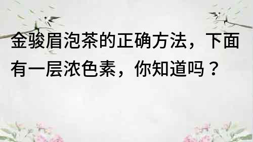 金駿眉泡茶的正確方法，下面有一層濃色素，你知道嗎？