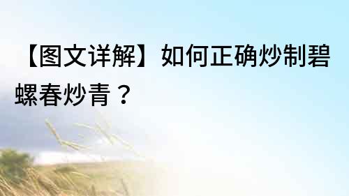 【圖文詳解】如何正確炒制碧螺春炒青？