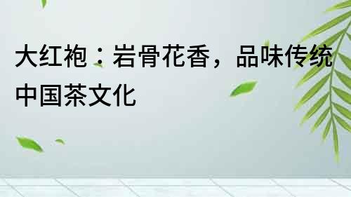 大紅袍：巖骨花香，品味傳統中國茶文化