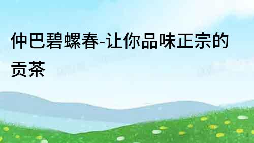 仲巴碧螺春-讓你品味正宗的貢茶