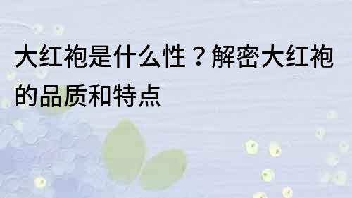 大紅袍是什么性？解密大紅袍的品質和特點