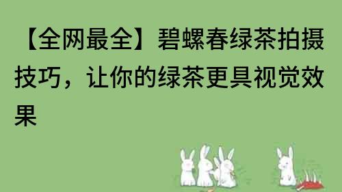 【全網最全】碧螺春綠茶拍攝技巧，讓你的綠茶更具視覺效果