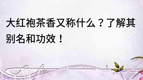 大紅袍茶香又稱什么？了解其別名和功效！