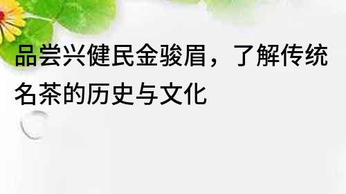 品嘗興健民金駿眉，了解傳統名茶的歷史與文化