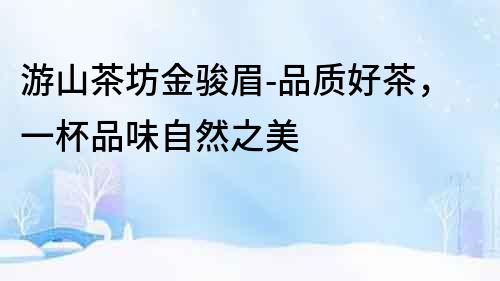 游山茶坊金駿眉-品質好茶，一杯品味自然之美