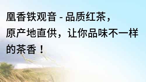 凰香鐵觀音 - 品質紅茶，原產地直供，讓你品味不一樣的茶香！