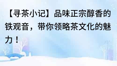 【尋茶小記】品味正宗醇香的鐵觀音，帶你領(lǐng)略茶文化的魅力！