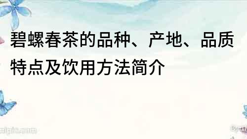 碧螺春茶的品種、產(chǎn)地、品質特點及飲用方法簡介