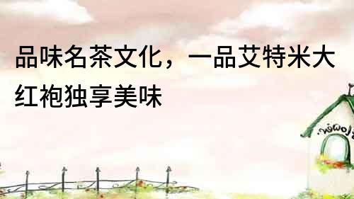 品味名茶文化，一品艾特米大紅袍獨享美味