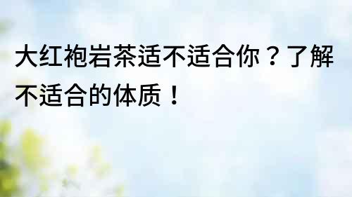大紅袍巖茶適不適合你？了解不適合的體質(zhì)！