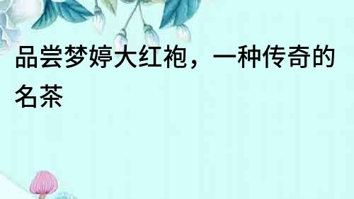 品嘗夢婷大紅袍，一種傳奇的名茶