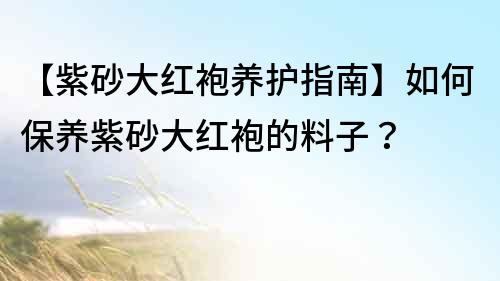 【紫砂大紅袍養護指南】如何保養紫砂大紅袍的料子？