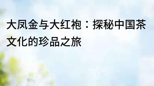 大鳳金與大紅袍：探秘中國茶文化的珍品之旅