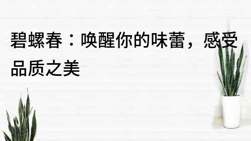 碧螺春：喚醒你的味蕾，感受品質之美