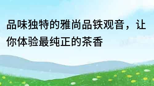 品味獨特的雅尚品鐵觀音，讓你體驗最純正的茶香