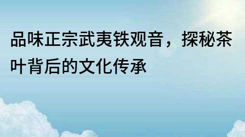 品味正宗武夷鐵觀音，探秘茶葉背后的文化傳承