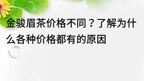 金駿眉茶價格不同？了解為什么各種價格都有的原因