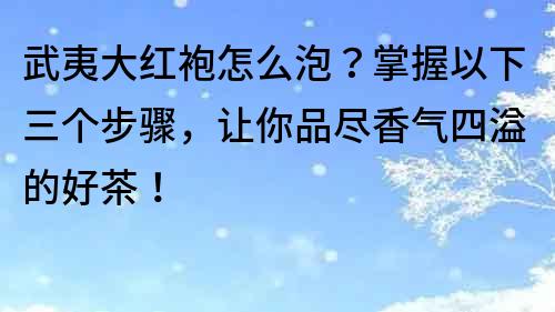 武夷大紅袍怎么泡？掌握以下三個步驟，讓你品盡香氣四溢的好茶！