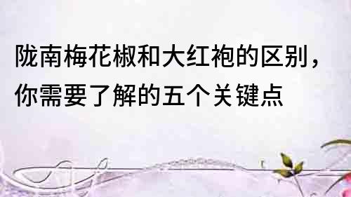 隴南梅花椒和大紅袍的區別，你需要了解的五個關鍵點