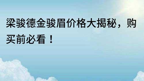 梁駿德金駿眉價格大揭秘，購買前必看！