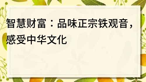 智慧財富：品味正宗鐵觀音，感受中華文化