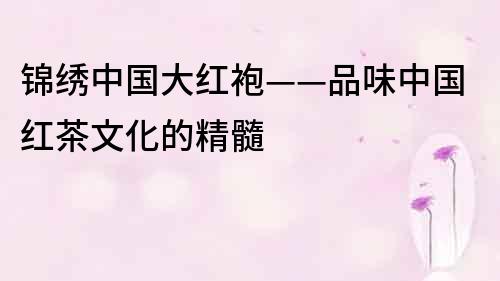錦繡中國(guó)大紅袍——品味中國(guó)紅茶文化的精髓