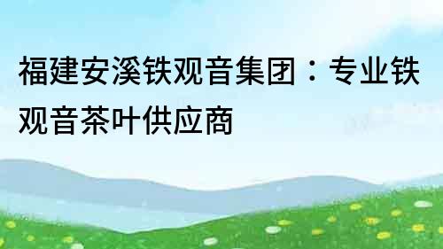 福建安溪鐵觀音集團(tuán)：專業(yè)鐵觀音茶葉供應(yīng)商