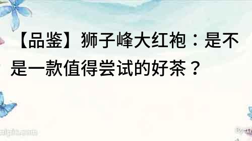 【品鑒】獅子峰大紅袍：是不是一款值得嘗試的好茶？