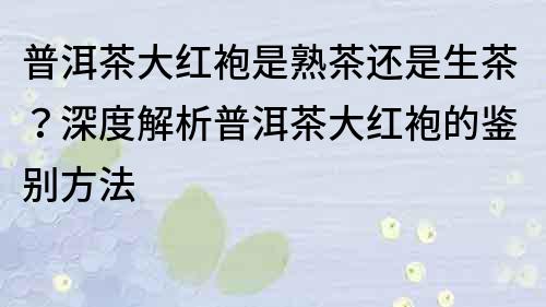 普洱茶大紅袍是熟茶還是生茶？深度解析普洱茶大紅袍的鑒別方法