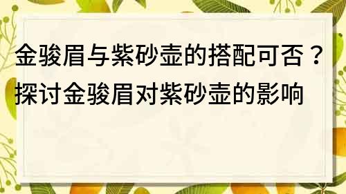 金駿眉與紫砂壺的搭配可否？探討金駿眉對紫砂壺的影響