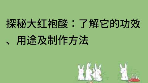 探秘大紅袍酸：了解它的功效、用途及制作方法