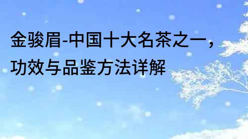 金駿眉-中國十大名茶之一，功效與品鑒方法詳解
