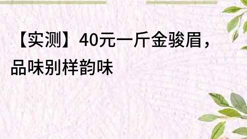 【實測】40元一斤金駿眉，品味別樣韻味